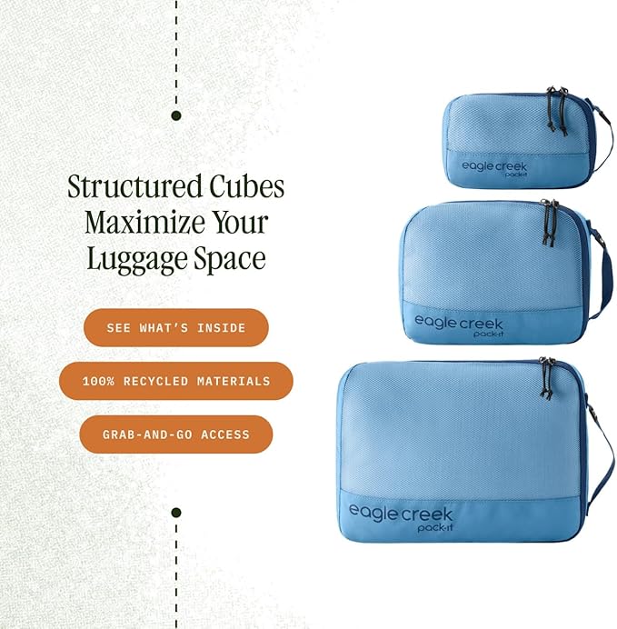 Eagle Creek Pack-It Reveal Cube Set, XS/S/M, Blue Dawn | Packing Cubes for Compartmentalizing Luggage, Durable, Ultra-Lightweight, Breathable, Easy Grab Zipper, Mesh Windows - Image 2