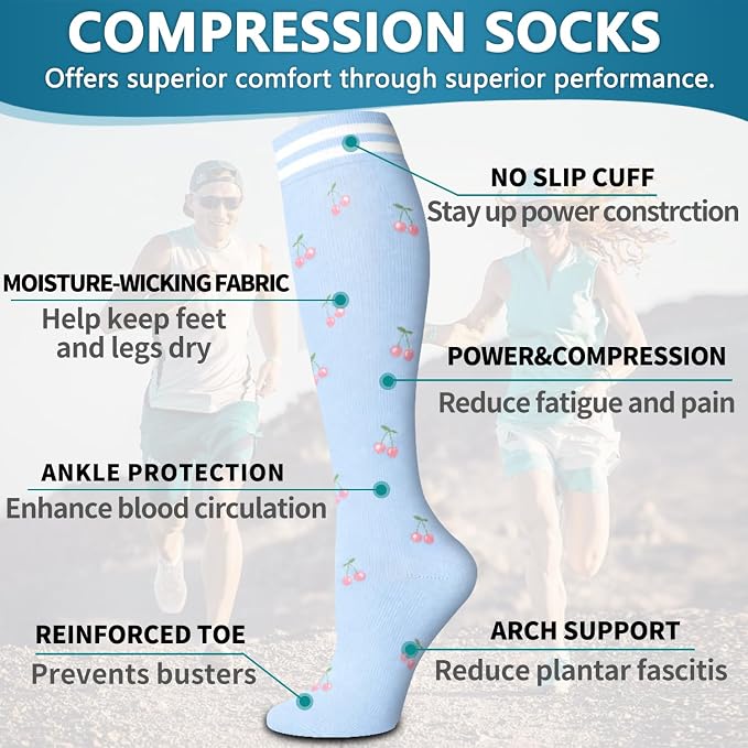 6 Pack Copper Compression Socks for Women and Men Circulation-Best Support for Medical,Running,Nursing,Athletic - Image 5