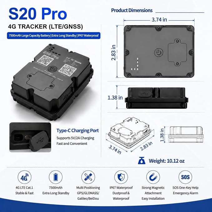 GPS Tracker for Vehichles, up to 7 Months Long Battery Life, Subscription Needed, Real Time Tracking, Unlimited Distance, Strong Magnetic,IP67 Waterproof 4G Tracker Device for Vehicles Cars Motorcycle - Image 9
