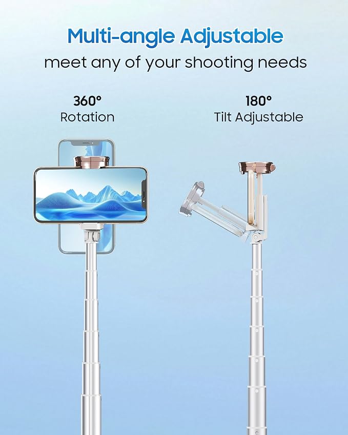 67" Selfie Stick Tripod with Wireless Remote for iPhone and Android | All-in-One Extendable Design, Compact Folded Size for Selfies, Video Recording, Live Streaming, Vlogging and Travel - Image 5