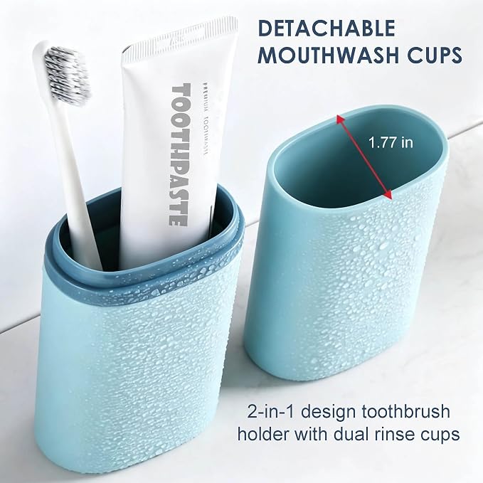 Toothbrush and Toothpaste Travel Case - 2 in 1 Portable Travel Toothbrush Holder with Mouthwash Cup, Dustproof Toothbrush Case for Traveling Camping Business Trip Dorm Bathroom - Image 2