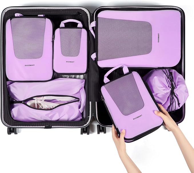 BAGSMART Compression Packing Cubes for Travel, 6/5/4set Lightweight Packing Organizers, Summer Travel Essentials Suitcase Organizer Bags Set - Image 7