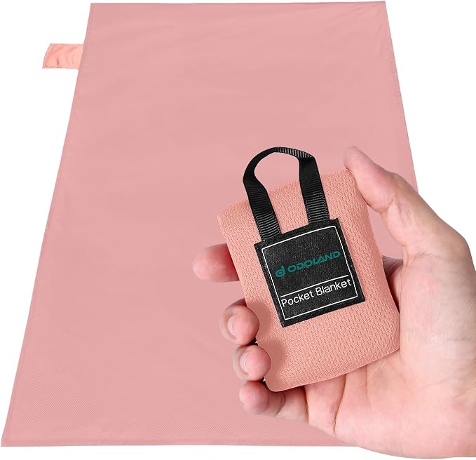 Odoland Sandproof Beach Blanket, Waterproof Portable Mat with Carry Pouch | 43.3“x27.5” Quick Drying & Foldable Lightweight Sand Free Beach Mat Tarp for Hiking, Camping, Travel, Pink by Odoland