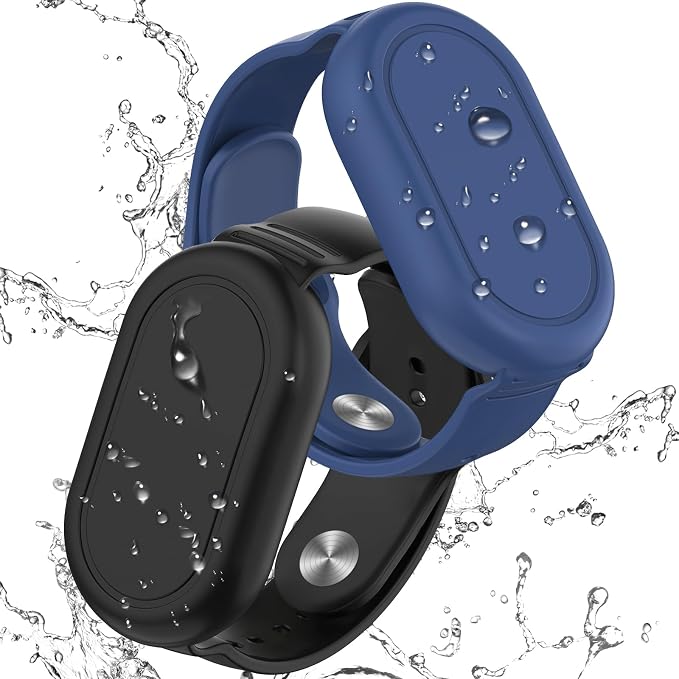 for Samsung Smart Tag 2 Bracelet for Kids, 2 Pack Waterproof Hidden Wristband for Galaxy SmartTag2 for Toddlers, Children, Elderly, Backpack, Luggage (Black/Blue) by SZJCLTD