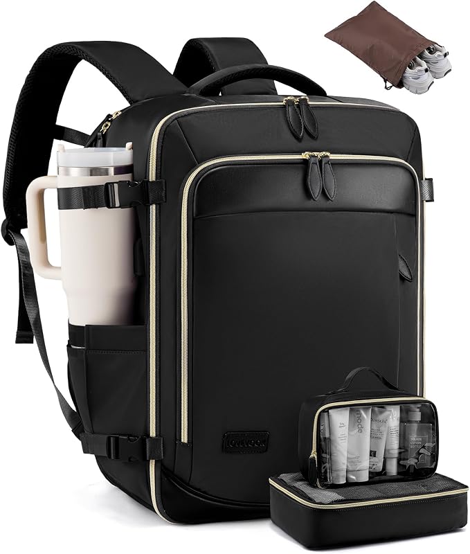 LOVEVOOK 50L Travel Backpack Carry On Airline Approved, Large Backpack with 3 Packing Cubes, TSA Travel Essentials Carry On Bag, Waterproof Weekender Overnight Luggage Daypack, Fits 18 Inch Laptop by LOVEVOOK