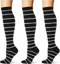 (3 pairs) Compression Socks 20-30 mmHg Long Knee High Socks for Women Men Support Athletic Travel Daily Wear by Saniripple