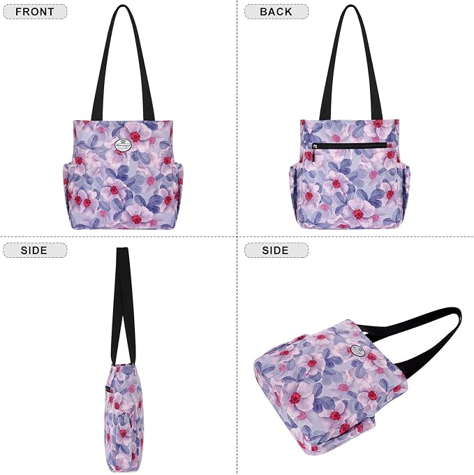 HUA ANGEL Floral Tote Bag - Casual Shoulder Bag Daily Tote Bag with Zipper Gym Travel Shopping Work Handbag for Women - Image 6