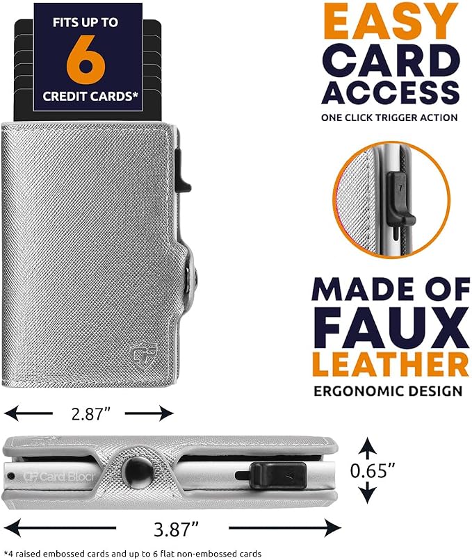 Pop Up Wallet for Women RFID Wallet Slim Aluminum Card Holders | Holds 4-6 Cards with Cash & ID Storage, Featuring One Click Metal Card Ejector & Slim PU Leather Design for Daily Carry - Image 6