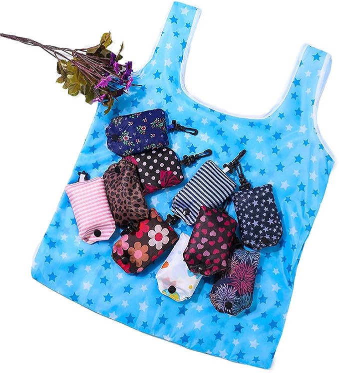 Kaxich Foldable Reusable Grocery Shopping Tote Bags, 6 Pack Eco-friendly Travel Recycle Shopping Bags Folding to fits in Pocket, Waterproof and Machine Washable - Image 6