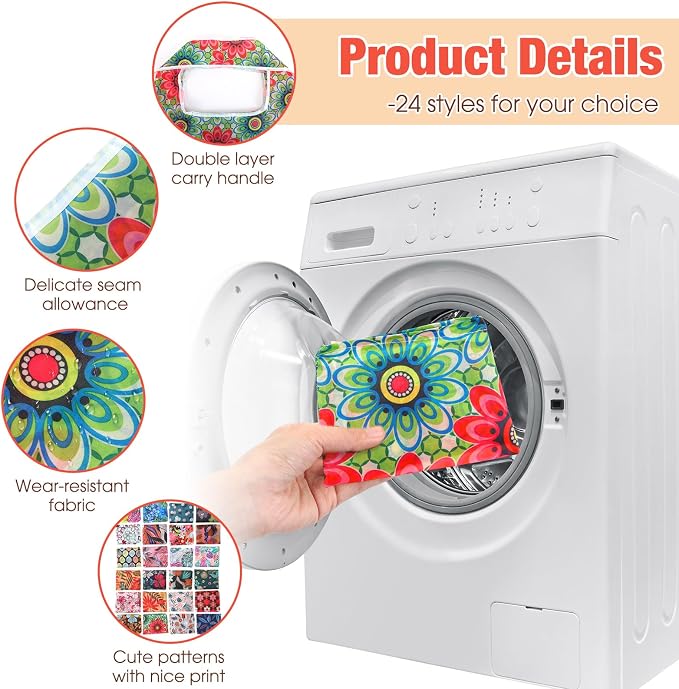 Eccliy 24 Pieces Reusable Grocery Bags Polyester Shopping Bags for Groceries Multi Colors Reusable Foldable Shopping Tote(Plants Style) - Image 4