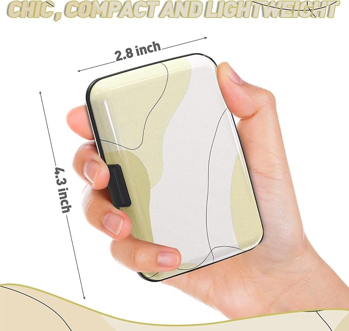 Credit Card Holder, Beige Mini RFID Aluminum Card Wallet Business Card Case | Small Blocking Slim Metal RFID Blocking Front Pocket Wallet Hard Case Durable CC Holder for Women Girls Arts - Image 3