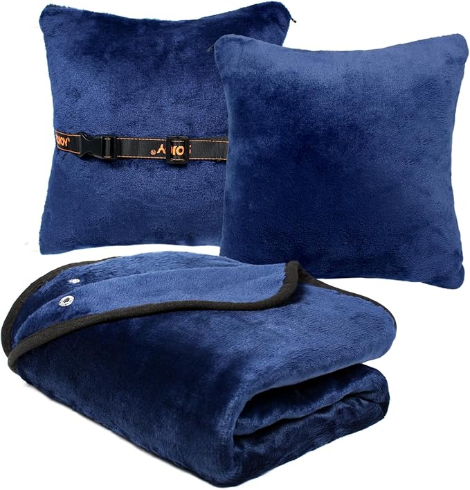 Travel Blanket & Pillow 3-in-1, 60"x43" Warm Flannel Wearable Blanket, Compact Packable Flight Blanket for Business Travel, Wheelchair & Road Trip - Image 8