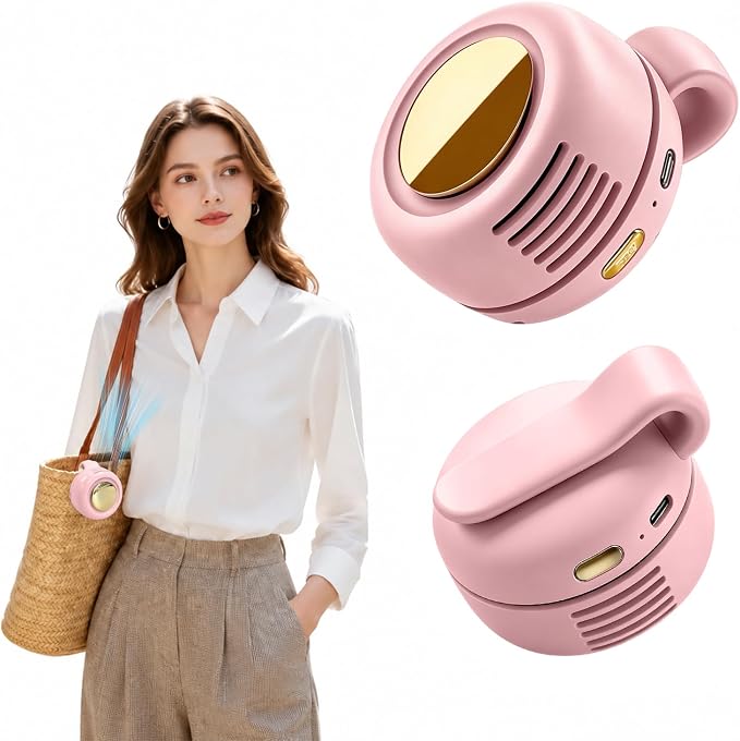 Portable Clip-on Fan Silent Bladeless Mini Fan | 360°Rotation 3-speed Modes Whirlwind Waist Clips Fans Hands-Free Cooling Fan Outdoor Trip Work Travel Pink by LIDEEYA