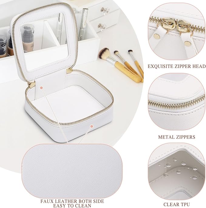 Pinkmik Mini Clear Makeup Bag, White, MINI | Small Size, Zipper Closure, Cosmetic & Toiletry Case, Purse Organizer, Car Essentials - Image 5