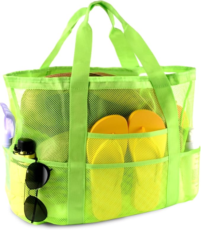 CaCTOUR Mesh Beach Bag,Large Beach Bags for Women with 8 Pockets,Packable Tote Bag for Beach Cruise Pool Vacation Essentials - Image 8