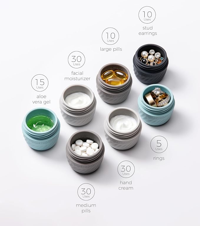 TakeToday Travel Containers for Toiletries, 1oz, 4 Pack, Grey | Air Travel Leak-Proof, TSA Approved, Silicone Jars with Lid, for Cosmetics & Toiletries - Image 3