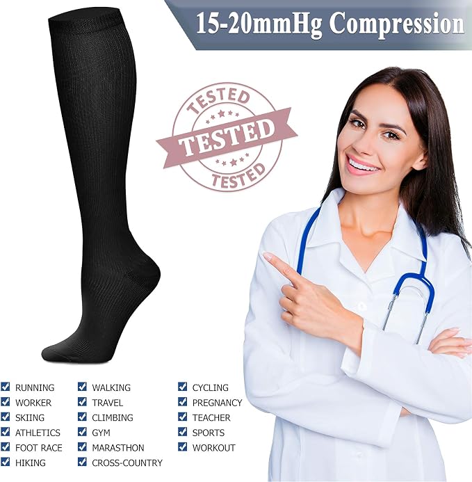 QUXIANG Copper Compression Socks for Women & Men Circulation (8 Pairs) - Best for Running Athletic Cycling - 15-20 mmHg - Image 5
