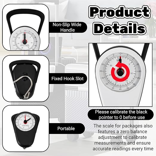 4 Pack Luggage Weight Scale with Tape Measure, 80 Lbs | Portable Fishing Hanging Scale, Dual Unit Travel Suitcase Kitchen Dial Weight Scale for Shopping Traveling Food Weighing - Image 3
