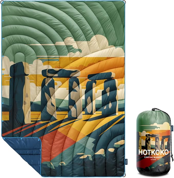 Camping Blanket,Puffy Printed Camp Blankets Lightweight Packable for Outdoor Camping,Traveling, Stadium, Hiking, Picnics by hotkoko