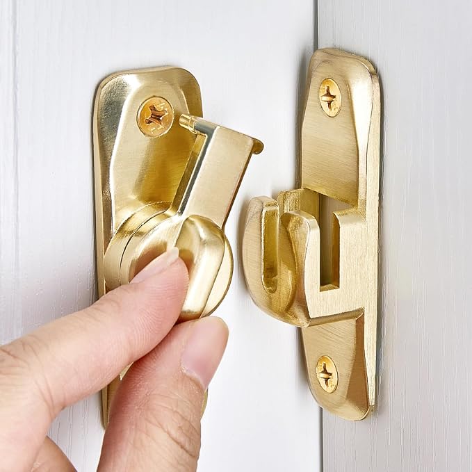 Gold 90/180 Degree Sliding Door Latches,Right Angle Door Lock | Zinc Alloy Flip Latch,Barn Door Latch,Cabinet Lock,for bedroom,cabinet,drawer,Gardens,Wine Cabinet,garage,window,Pet Cage by Wocoe