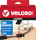 VELCRO Brand Cord Organizer for Desk Cable Management, Nightstand Organization, Unique Dual Function Cable Sleeve Cord Keepers Combo, Holds Wires for Easy Access, Route to Hide, Small 2pk Black by VELCROBrand