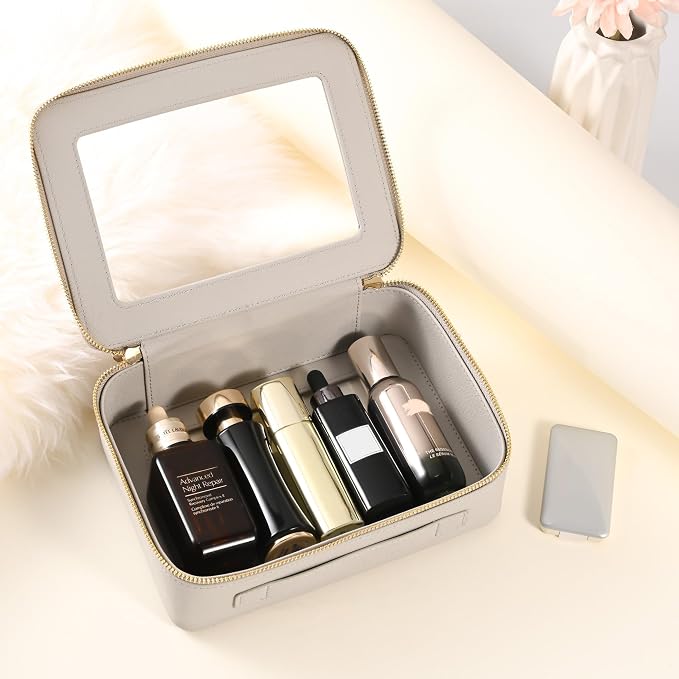 Aveniee Clear Makeup Bag Organizer,Large Travel Toiletry Bag for Women, Waterproof Cosmetic Pouch with Zippers,Car Organizers and Storage Case for Accessories,Grey - Image 4