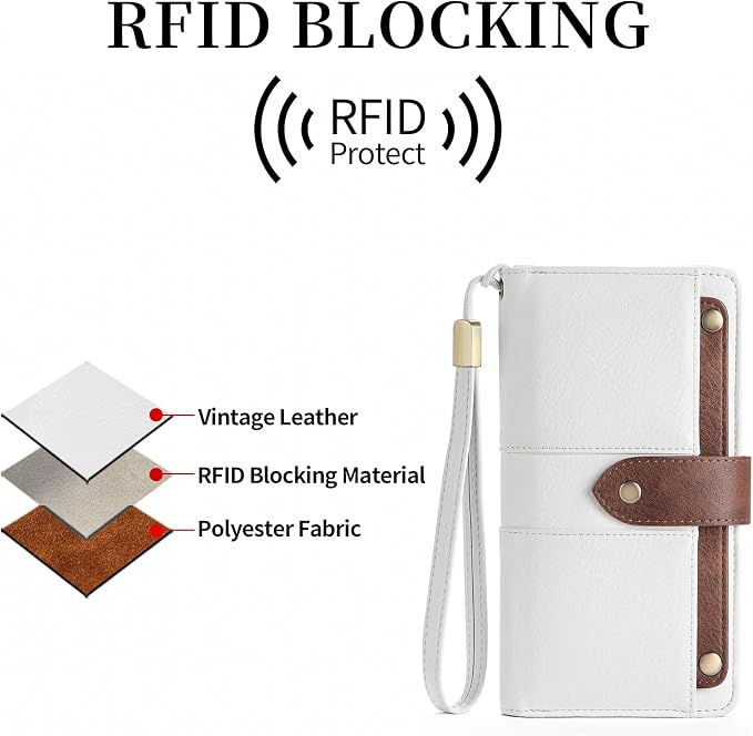 Wallets for Women Trifold Wristlet Wallets Large Capacity RFID Blocking Ladies Purse Credit Card Holder - Image 5