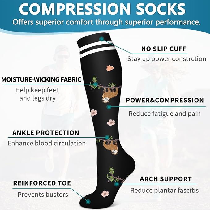 6 Pack Copper Compression Socks for Women and Men Circulation-Best Support for Medical,Running,Nursing,Athletic - Image 5