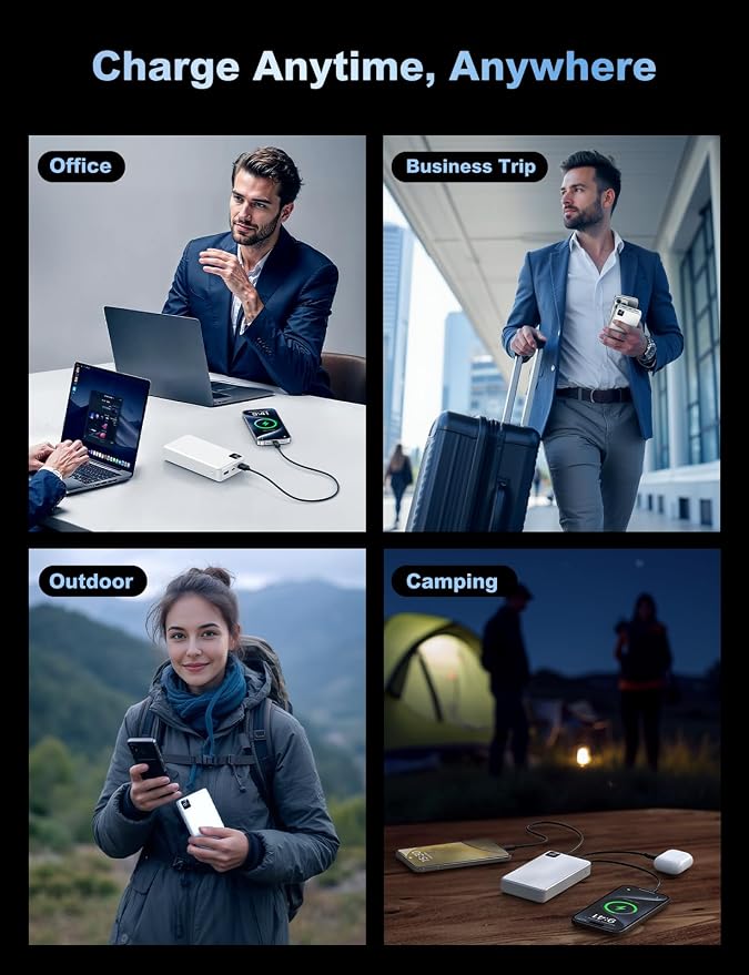 Portable Charger 56800mAh, 22.5W Fast Charging Power Bank with LED Display | Portable Phone Charger for Camping Travel Essential Compatible with iPhone 17/16/15/14/13 Series, Samsung, Google, iPad-White - Image 7