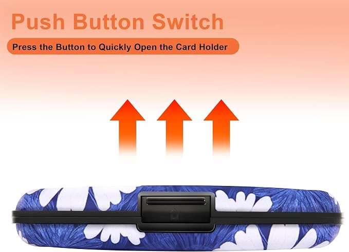 Mayski Credit Card Holder for Women RFID Blocking Wallet, White Flower | Card Wallets for Women Small Mini Business Metal Accordion Aluminum Alloy Hard Case for Men - Image 7