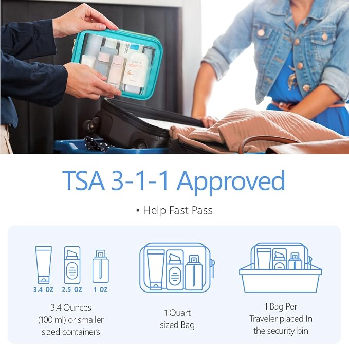Clear Makeup Bag Foldable - TSA Approved Toiletry Bag for Travel | Metal Zipper, Reinforced Seam, Water Resistant, Medium for Carry-on, Large for Checked Luggage, for Car Storage Organizer - Image 7