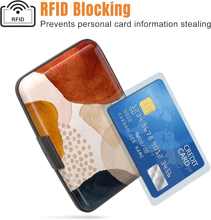 Rimilak Aluminuml Credit Card Holder,Abstract Marble | Mini Credit Card Wallet RFID Blocking Slim Metal Hard Case for Women Men - Image 2