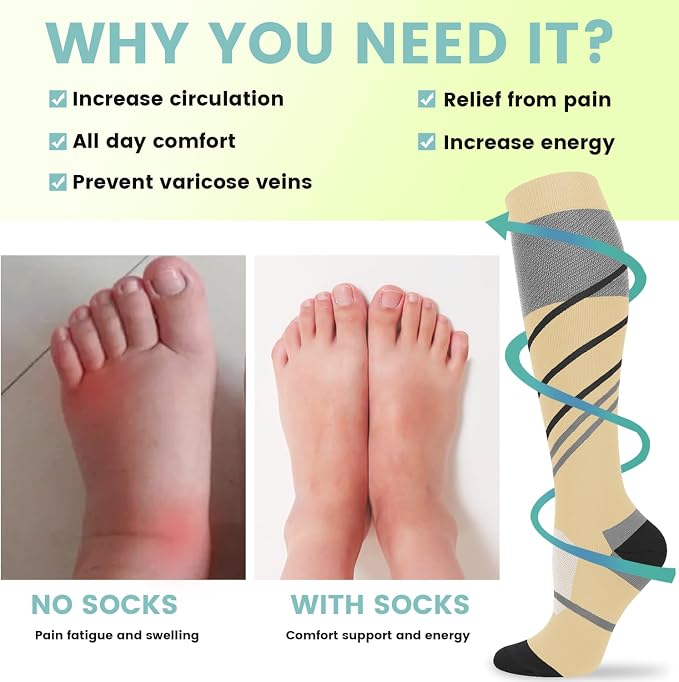 Copper Compression Socks 15-20 mmHg for Men & Women 8 Pairs – Circulation Support for Nurses, Travel, Running, Hiking, Soccer - Image 4