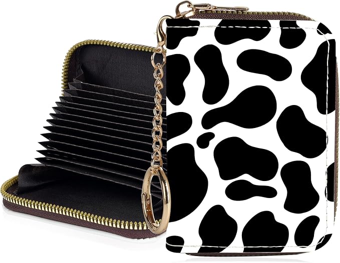 Credit Card Holder for Women,Small Rfid Wallet with Keychain Zipper,Cute PU Leather Card Case Wallet，Accordion Credit Card Wallets Gift,Milk Texture by Unknown