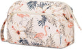 Narwey Women Makeup Bag Wide-open Make up Bag Travel Cosmetic Organizer Toiletry Bag for Cosmetics Toiletries Accessories (Beige Flamingo) by Narwey
