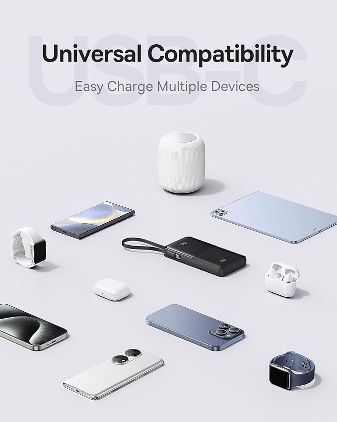 Baseus Portable Charger, 10000mAh Fast Charging Power Bank, 22.5W PD3.0 QC3.0 Battery Pack Built-in USB C Braided Cable, Travel Essentials for iPhone 17 16 15, iPad, S25/S24, Indoor/Outdoor, Travel - Image 7