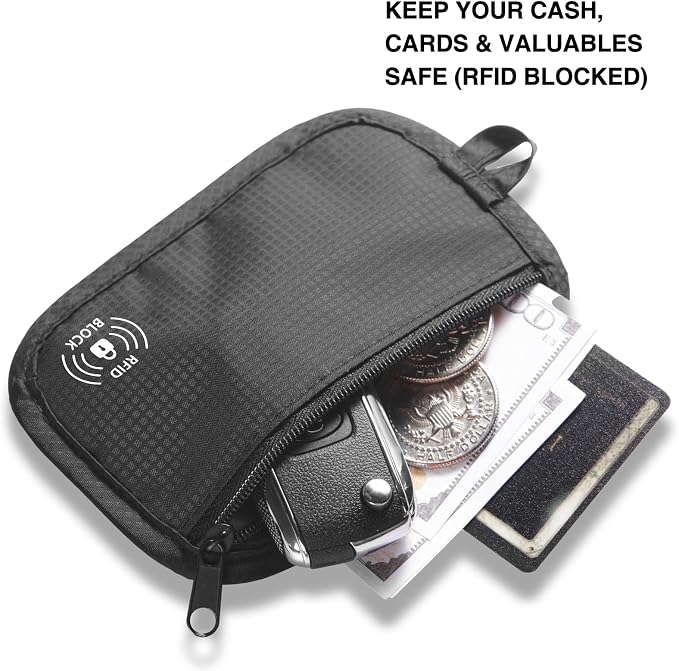 KOSMCCO RFID Blocking Clip Stash Pouch, Hidden Travel Wallet, Black | Minimalist, Hidden Travel Wallet for Cards & Cash, Slim Pickpocket-Proof Design, Everyday Carry - Image 2