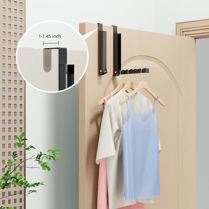 Over the Door Hook, Door Hooks for Hanging Towels, Bags,Coats,Umbrellas, Mirrors, Over Door Dual-Hook, Suitable for Bathrooms, Bedrooms, Laundry Rooms, Kitchens, Storage Rooms (Black-4-BK) - Image 4