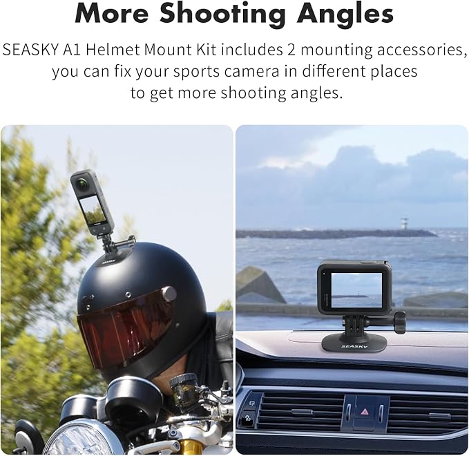SEASKY 2Pack A1 Flexible Adhesive Helmet Mount use Genuine 3M Adhesive | For GoPro Hero13/12/11/10/9 Max DJI Action 6/5/4/3 Insta360 X5 X4 X3 Ace Pro 2 Sports Camera Accessories Flat Curved Surfaces - Image 3