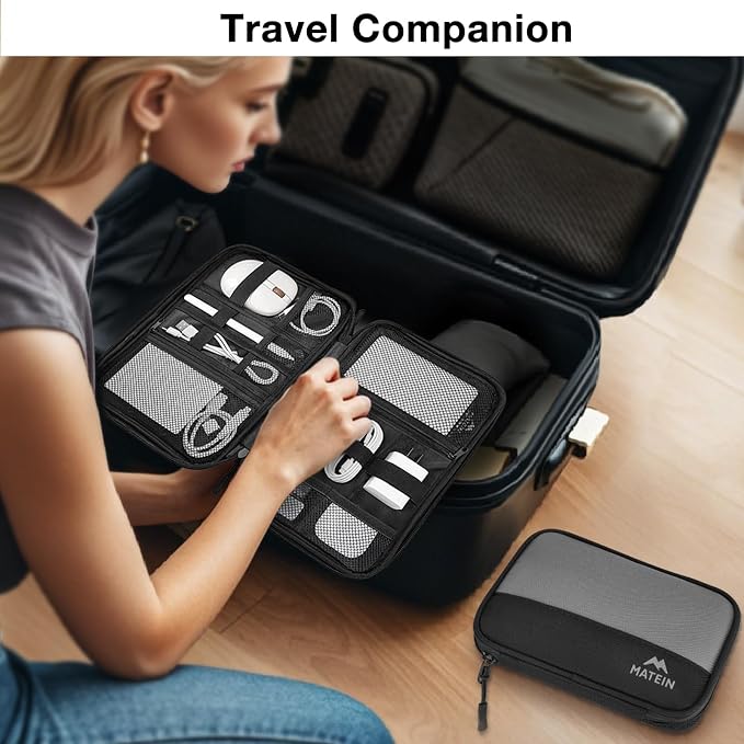 MATEIN Travel Electronics Organizer Case 2 Pack, Lightweight Cable Bag | Water Resistant, Portable Electronics Case, Carrying Bag for Cable, Changer, Earphone, for Electronic Accessories - Image 4