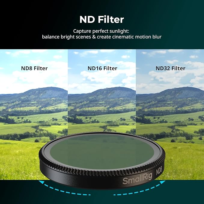 SmallRig Filter Kit for DJI Osmo Action 6, 6 Pack ND8 ND16 ND32 CPL UV 1/4 Effect Black Mist Filters, Snap-On Polarizing Neutral Density & Lens Silicone Cover, HD Optical Glass & Multi-Coated - 5967 - Image 5