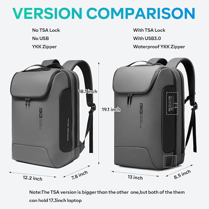 BANGE Business Travel Backpack,Waterproof Fashion Tech Backpacks,Laptop Backpack for 17.3Inch Notebook, Work for Men and Women - Image 7