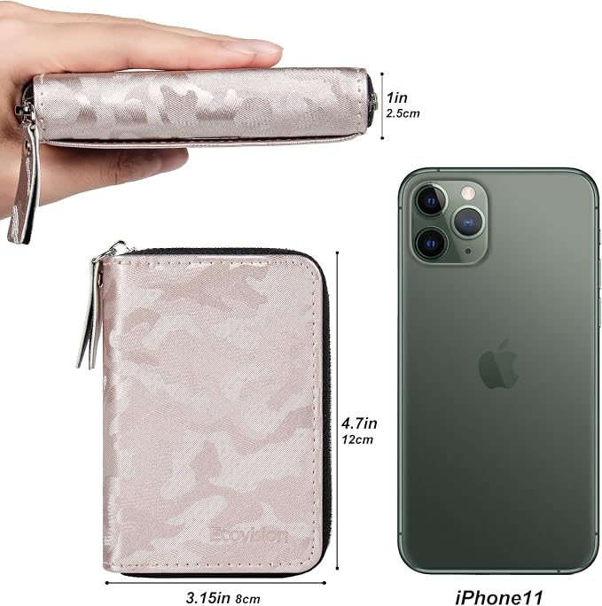 Credit Card Wallet, RFID Card Case Wallet, Zipper Card Cases Holder for Men Women, RFID Blocking, KeyChain Wallet, Compact Size Card Organizer Case for Women - Image 6
