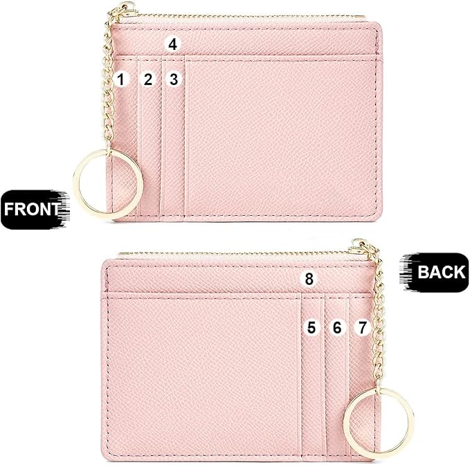 Valentoria Slim RFID Blocking Card Holder Small Pocket Wallet Keychian Zipper Coin Purse Mini Cash & Coin & Cards Case for Women Men | Slim - Image 3