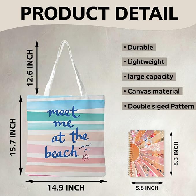 Summer Coastal Beach Canvas Tote Bag - Image 6