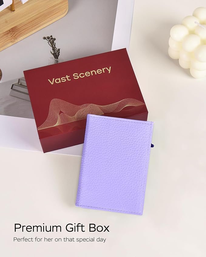 RFID Wallet Women - Small Slim Trifold Leather Wallet with Metal Pop Up Card Holder, 2026 Trendy Lavender Purple, Holds 11 Cards 10+ Bills, ID Window Cash Slot, Gift for Her - Image 7