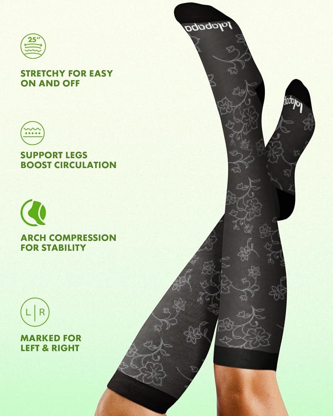 Bamboo Viscose Compression Socks for Women Men | 2 Pairs 15-20mmHg Cute Breathable Graduated Knee High Compression Socks for Nurse Pregnancy Travel - Image 6