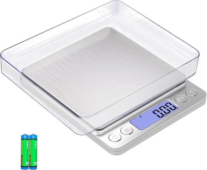 Gram Scale Small Digital Food Scale, 500g by 0.01Gram/0.001Ounce, Accurate Weighting, MEIYA Multifunction Kitchen Scale for Jewelry/Baking/Soap, 9 Units, Tare Function, LCD Display, Including Battery by MEIYA