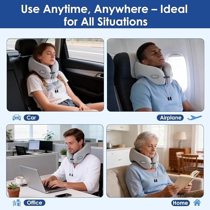 Travel Pillow Memory Foam Neck Support, Advanced Memory Foam Neck Pillow for Airplanes, Cars & Trains - Image 7