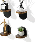 SAYAYO Small Floating Shelves for Wall Storage, 4 x 4 Inch Adhesive Shelves | Mini Shelf for Bedroom Decor, Display Wood Shelf Organizer with Black Base for Living Room, Office, Balcony, 4 PCS by SAYAYO